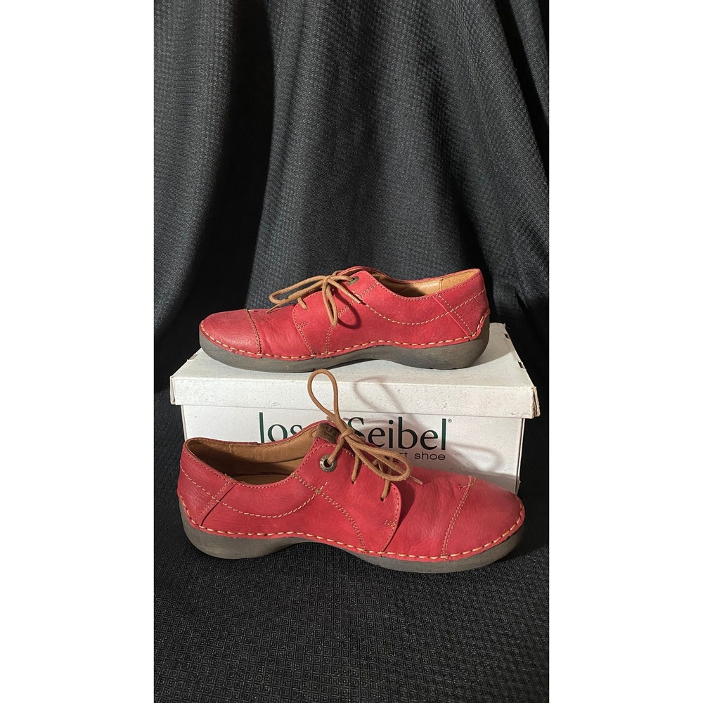 Josef Seibel Fergey 20 Red Leather Comfort Oxfords Womens 37 M2-59692 rot - Picture 3 of 7